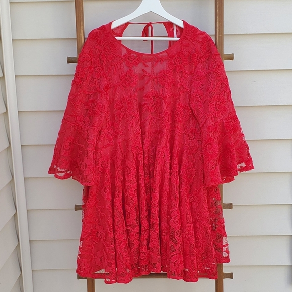 Free People Le Fleur Red Mini Dress Size S - Picture 3 of 8